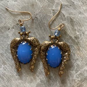 Vintage Sadie Greens Brass Tone Peacock Earrings